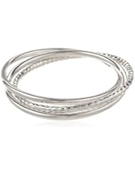 Sterling Silver 4mm Triple Single Diamond-Cut and Classic Bangle Bracelet