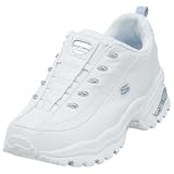 Skechers Womens Premix Slip-on Sneaker,White/Lt Blue,6 M