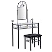 Vanity and Upholstered Bench - Black