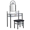 Vanity and Upholstered Bench - Black