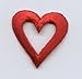 Red Open Face Heart Iron on Embroidered Patch