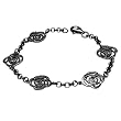 Rhodium Plated Sterling Silver Cubic Zirconia Heart Link Rolo Chain Bracelet