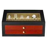 Deko Collection 2-Tier Chest with Glass Top - Ebony/ Pakka Wood