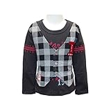 (ポスター) POSTAR　フェイク ベスト付 長袖Tシャツ　チャコール　100cm