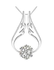 Everbling Diamond Accent Angel Wing Cubic Zirconia Rhodium Plated 925 Sterling Silver Pendant
