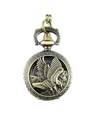 Youyoupifa Wholesale 5pcs/lot Fashion Embossed Eagle Bronze Alloy Quartz Pocket Watch(Unisex)