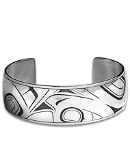 Sterling Silver Raven Transformation Northwest Coast Native American Bracelet. Made in USA.