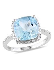 Sterling Silver 5 1/4ct TGW Blue Topaz and Diamond Fashion Ring (0.1 Cttw, G-H Color, I2-I3 Clarity)