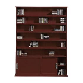Media Storage Case With Cabinet, 2-DOOR, CHERRY