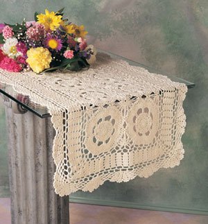 Traditional Crochet Table Runner 16"x36" Oblong