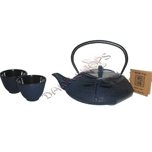 Blue DragonFly Cast Iron Tetsubin Tea Pot Kettle Set by Rikyu