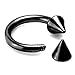 joybeauti 6pcs 16G Surgical Steel Nose Ring for Men Fake Nose Ring Septum Piercing Horseshoe Septum Ring Cartilage Helix Tragus Earring Hoop Lip Eyebrow Rings for Women 6mm 10mm 14mm (Black Spike)