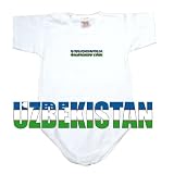 BABY BODYSUIT WHITE FLAG COLOR  UZBEKISTAN  0 - 3 Months