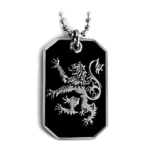 SCOTLAND LION RAMPANT SCOTTISH CELTIC PRIDE PENDANT DOG TAG BALL CHAIN NECKLACE