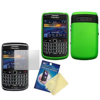 Green/Black Two Tone Soft-Touch Hard Case / Cover / Shell & LCD Screen Guard / Protector for RIM BlackBerry Bold 9700 / 9780