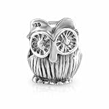 Chuvora Sterling Silver Big Eyes Owl Bead Charm Fits Pandora Bracelet