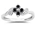 Black and White Diamond Flower Ring in 10K White Gold