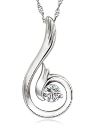 Honeystore Girls 925 Sterling Silver White Gold Plated Swiss Diamond Necklace Color White Purple Length 17.7 inch