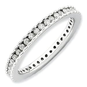 IceCarats Designer Jewelry Size 6 Sterling Silver Stackable Expressions Polished Diamond Ring
