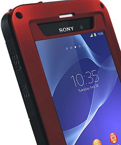 Chibbo Aluminum Metal Gorilla Glass Shockproof Water Resistant Dust/Dirt/Snow Proof Heavy Duty Protection Case Cover for SONY XPERIA Z2 Red