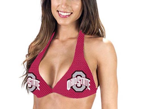 NCAA Ohio State Buckeyes Unnecessary Roughness Halter Bikini Top (Team, Medium)
