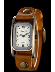 Youyoupifa Ladies Casual Simplicity Alloy Dial Brown Leather Strap Quartz Wrist Watch