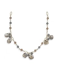MMA Silver - 16 inch+2 inch Extension 14/20 Gold Filled Necklace with Keshi Pearl and Swarovski Crystals