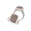 925 Silver & Chocolate Diamond Square Ring with 18k Gold Accents (0.45ctw)- Sizes 6-8