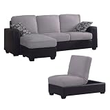 Ore International R8401MIX64 Camel and Chocolate Fabric Sofa and Ottoman Set with Storage