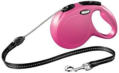 Flexi 26' New Classics Reflective Bite Belt Grey Cord Leash, Medium, Pink by Flexi North America