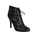 Lace Up Pleaded Ankle Bootie Boot Black