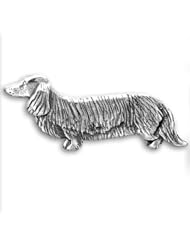 Sterling Silver Long Haired Dachshund Pin by The Magic Zoo
