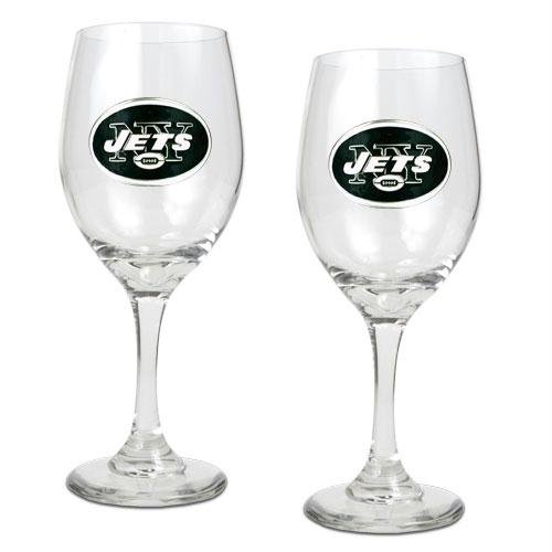 NFL New York Jets 14-Ounce Wine Glass (Set of Two)