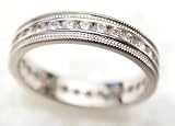 Diamond and Platinum Channel Set Full Circle with Fine Milgrain Edge, Ring Size 6 T.w 0.60