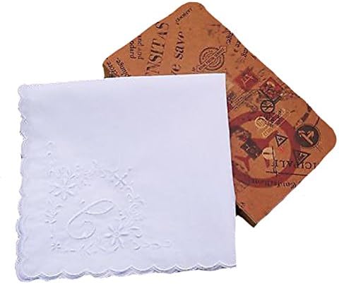 C Initial Vintage Style Handkerchief Monogrammed Cotton Letter Hanky