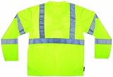 Custom Leather Craft SS122X Hi-Viz ANSI Class 3 Long Sleeve T-Shirt, Lime, 2X Large