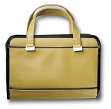 Leather-Look Camel with Black Taping Bible Cover 