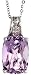 18k White Gold 18 in. Thin Rolo Chain & 3/4 in. (19mm) tall Amethyst Pendant, w/ 4.90 Total Carats Fancy Cut Amethyst Stone & Brilliant Cut Diamonds