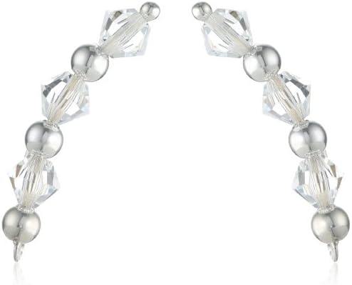 The Ear Pin "Swarovski Elements" Swarovski Crystal Clear Beaded Sterling Silver Clip-On Earrings