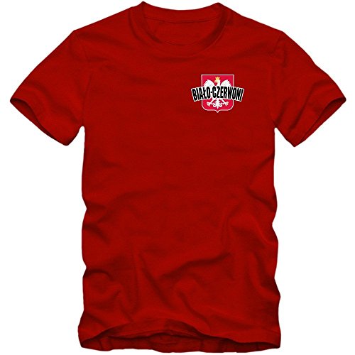 Polen EM 2016 #5 T-Shirt | Fußball | Bia?o-Czerwoni | Herren | Trikot, Farbe:Rot (Red L190);Größe:L