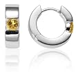 Sterling Silver Hoop Earrings w/ Citrine