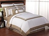 Taupe Hotel Spa Collection Duvet Comforter Cover 6 piece Bedding Set - Quee ....