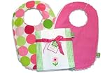 Personalized Preppy Pink & Green Flower Baby Burp Cloth and Bib Gift Set by Maisey Mae Designs