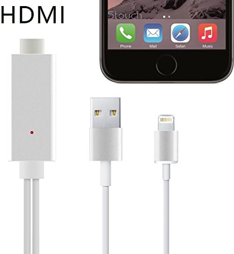 HDMI to iphone, STOUCH 6.6 Ft Lightning MHL To HDMI Cable 1080P HDTV Adapter For iPhone 5 5S 6 6s plus and iPad mini/air/pro Cellular 4G Need Personal Hotspot Support (Sliver)