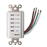 Woods 59008 Decora Style 60-30-20-10 Minute Preset Wall Switch Timer, White, 60-Minute ~ Woods