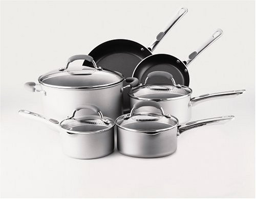 Farberware Accents 10-Piece Cookware Set, Silver