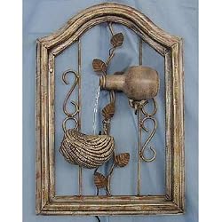 Water Fountain - Wall Hanging - Basket and Vines : WFH2004-1