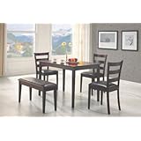 5pc Dining Table, Chairs & Bench Set Cappuccino Finish