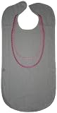 Frenchie Mini Couture Ladies Adult Bib, White with Pink Pearl Embroidery