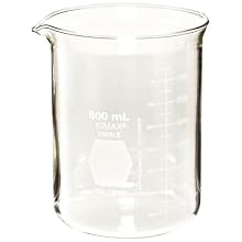 Kimble Kimax KG-33 borosilicate glass Griffin low-form beaker with double-scale graduations